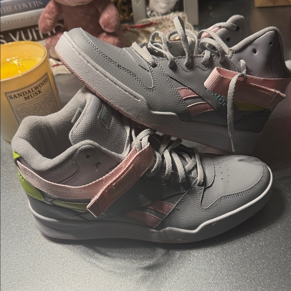 Reebok Gray “Barbie” Sneakers with Pink Highlights